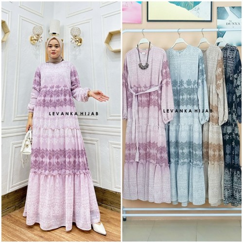 GAi-037 Lila Dress Motif - Gamis Polos Ceruti Babydoll